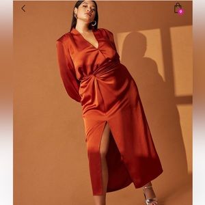 Twist satin maxi skirt